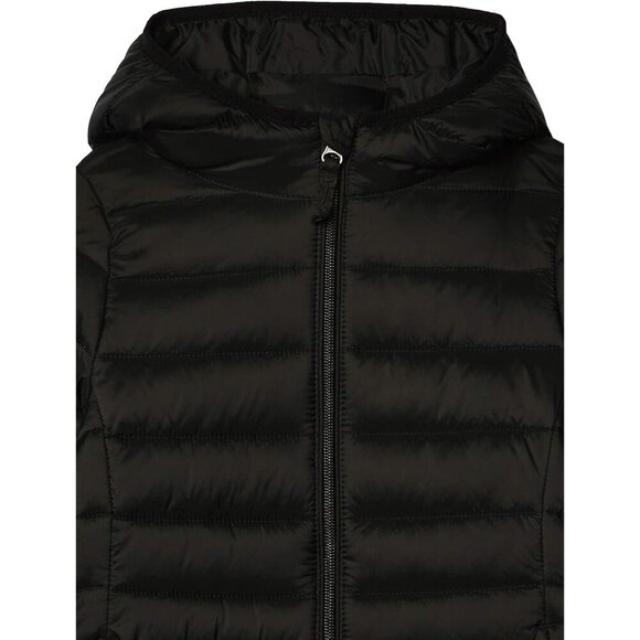 Girls Black Lightweight Water Resistant Hooded Puffer Jacket Winter Coat - Picture 3 of 5